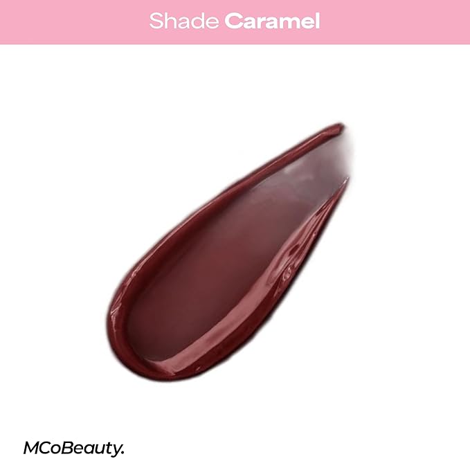 MCoBeauty - Peptide Lip Treatment - Caramel - Nude Brown Shade - High Gloss Peptide Lip Balm & Plumper with Shea Butter - Hydrating Conditioning Lip Glaze for Soft Smooth Lips - Cruelty Free