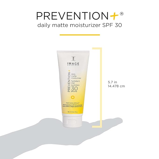 IMAGE Skincare,PREVENTION+ Daily Matte Moisturizer SPF 30,Zinc Oxide Mattifying Face Sunscreen Lotion,Amazon Exclusive,3.2 oz,(Pack of 2)