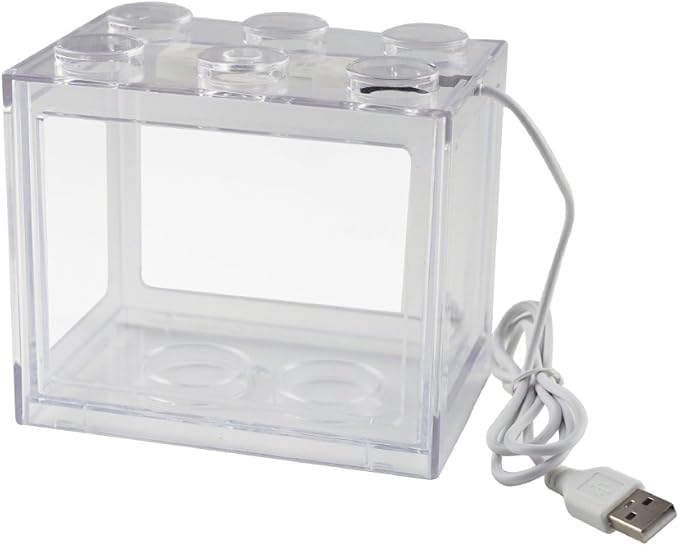 OMEM USB Mini Fish Tank, Desktop Micro-Landscape LED Aquarium Kit, Building Blocks Superimposed Fish Tank