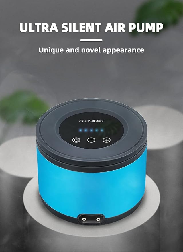 Aquarium Air Pump Dual Outlets, Super Quite Fish Tank Air Pump 20-600 Gallons, 5W 110V Adjustable High Output Silent Oxygen Aerator Pump with Air Stone Airline Tubing Check Valve Accessories