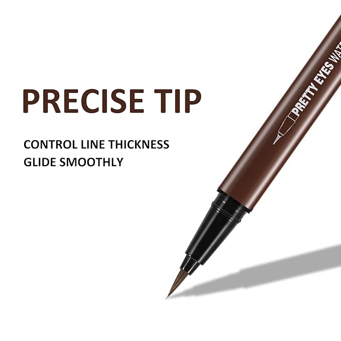 Boobeen 2pcs Liquid Eyeliner Pen, Matte Eye Liner with Precision Tip, Long Lasting Eyeliner Pencil for Bold Eye Makeup, Glides on Smoothly