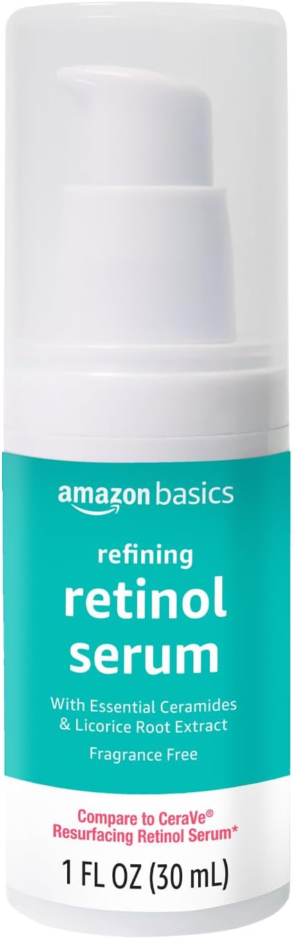 Amazon Basics Retinol Serum for Face, Pore Minimizer, Fast Absorbing Formula, 1 Fluid Ounce, 1-Pack
