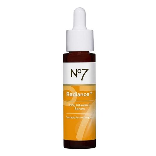 No7 Radiance+ 15% Vitamin C Serum - Radiance-Boosting Face Serum for Glowing Skin - Re-Energizing Vitamin C Skin Care for Daily Use (0.84 oz)