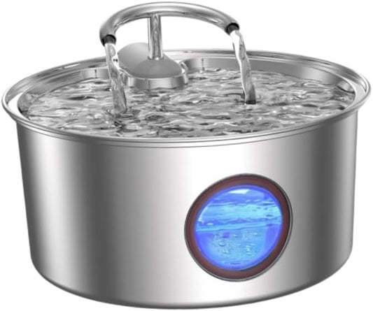Cat Water Fountain Stainless Steel - 108oz/3.2L Automatic Cat Water Fountain for Drinking with 3 Pcs Filters, Metal Pet Water Fountain Water Dispenser for Cats, Puppy Dogs, Multiple Pets