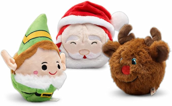 Flourish Pets 2 in 1 Christmas Multi-Layer Chew Toy for Active Dogs (Christmas 3 Pack (Santa, Elf, Reindeer))