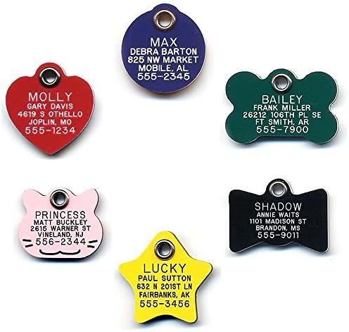 LuckyPet Plastic Pet ID Tags - Dog Personalized IDs - Durable Engraved Name Noiseless Tag - Suitable for Dogs and Cats - Outlasts Most Aluminum Tags - Large, Purple Bone