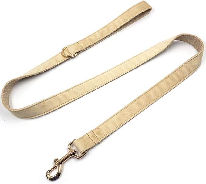 PETDURO Custom Dog Collar Personalized with Name Engraved Quick Release Rose Gold Metal Buckle for Large Medium Small Girl Dogs - Dog Leash and Bow Tie Available - Soft Comfy Velvet (Pale Brown, XL)