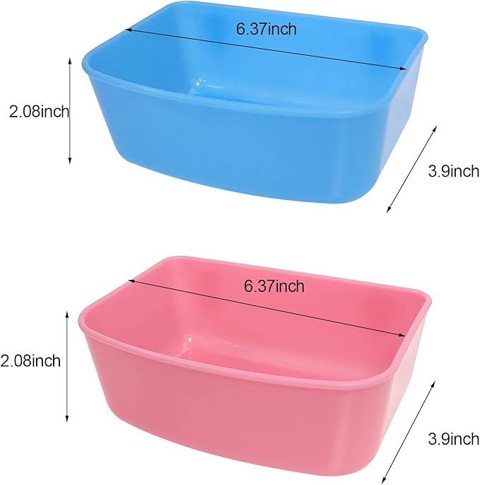 6 Pack Feeder (Blue, Pink), Hanging Feeder,Food and Water Container, Bath Water Bowl Universal for Birds Hamsters Mice Rats Rabbit Guinea Pig Small Pets (M)