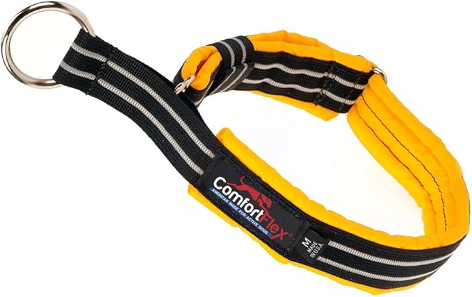 ComfortFlex Premium Padded Martingale Dog Collar – Reflective Waterproof Slip-On Limited Slip Collar for Gentle Control & Escape Prevention - Large, Saffron Yellow