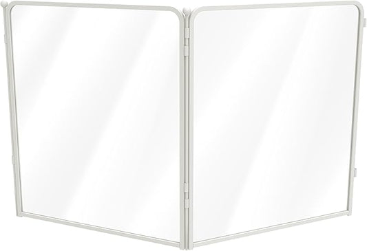 FXW Acrylic & Wire Mesh Indoor Dog Playpen, Heavy Duty 32 Inch 2 Panels Metal Dog Pen for Small and Medium Dogs, White│Patented