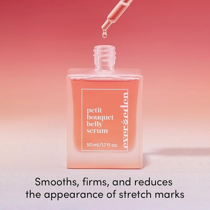 Evereden Petit Bouquet Belly Serum, 1.7 fl oz. | Clean & Vegan Women's Belly Oil for Pregnancy and Postpartum Maternity Skincare | Non-Toxic Stretch Mark Oil | Valentine Gifts for Women