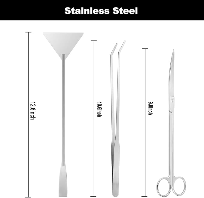 Carefree Fish 9IN1 Aquarium Cleaning Tools Long Handle Adjustable Length 20~36Inch Fish Tank Cleaner Kit Alage Scraper Scrubber Brushes Set Plant Scissor Long Tweezer