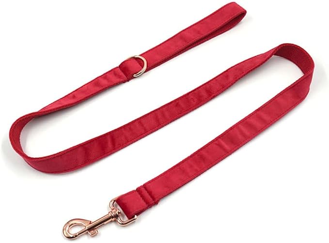 PETDURO Custom Dog Collar Personalized with Name Engraved Rose Gold Metal Buckle for Large Medium Small Girl Dogs - Dog Leash and Bow Tie Available - Soft Comfy Velvet (Christmas Red RG, XL)