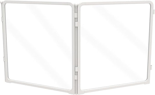 FXW Acrylic & Wire Mesh Indoor Dog Playpen, Heavy Duty 24 Inch 2 Panels Metal Dog Pen for Puppy and Small Dogs, White│Patented