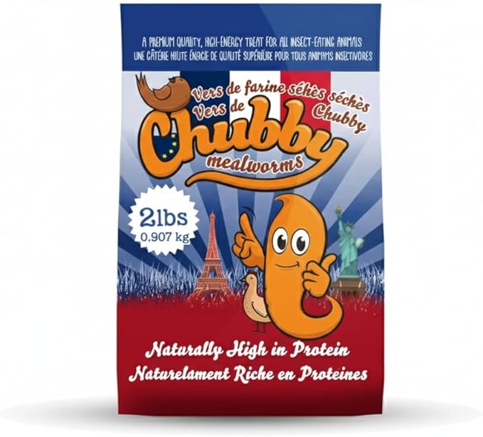 Chubby Dried Mealworms | 8 lbs | Premium EU-Grown Non-GMO Protein Treats for Chickens, Ducks, Wild Birds & Reptiles – High-Protein Chicken Feed Snack for Laying Hens