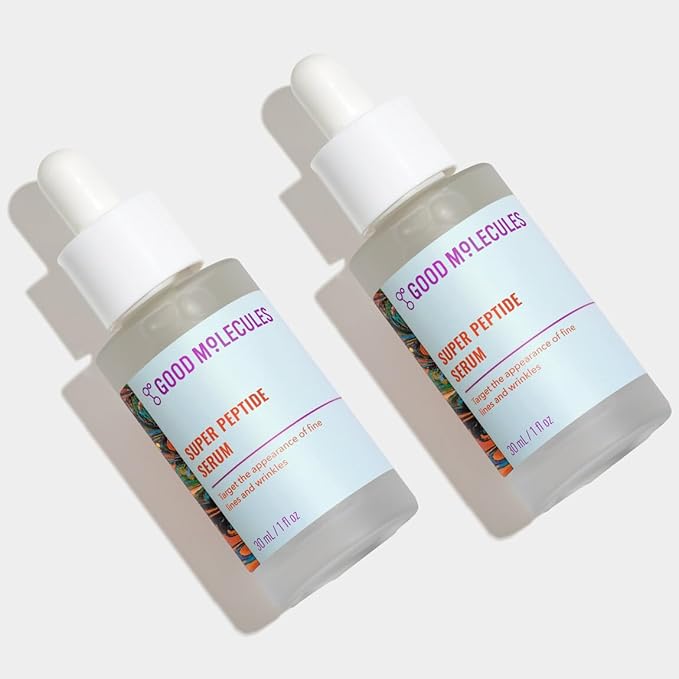 Good Molecules Super Peptide Serum Pack 2 – 1 fl oz / 30 ml Each | Lightweight Facial Serum with Peptides & Copper Tripeptides, Water-Based Skincare