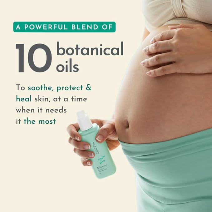 Ori'mii Belly Oil For Stretch Marks for Women | Belly Treatment Elixir - Boosts Elasticity & Fades Stretch Marks | Coconut Oil Blended with 9 Botanical Oils | Pregnancy & Breasfeeding Safe (100ml)