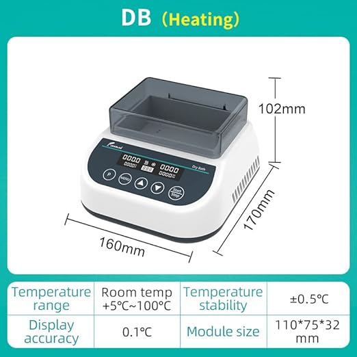 JOANLAB Lab Dry Bath Incubator Digital Laboratory Thermostatic Block Heater with 35 x 1.5ml Heating Block Programmable with Single Heating Function)