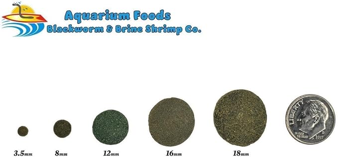 Aquatic Foods Inc. 12mm - 1/2" Small Sinking Spirulina, Veggie and Algae Wafers for Bottom Tropical Fish, Shrimp, Snails, Crabs, Plecos, Catfish, All Tropical Fish…6oz Sm Round Jar