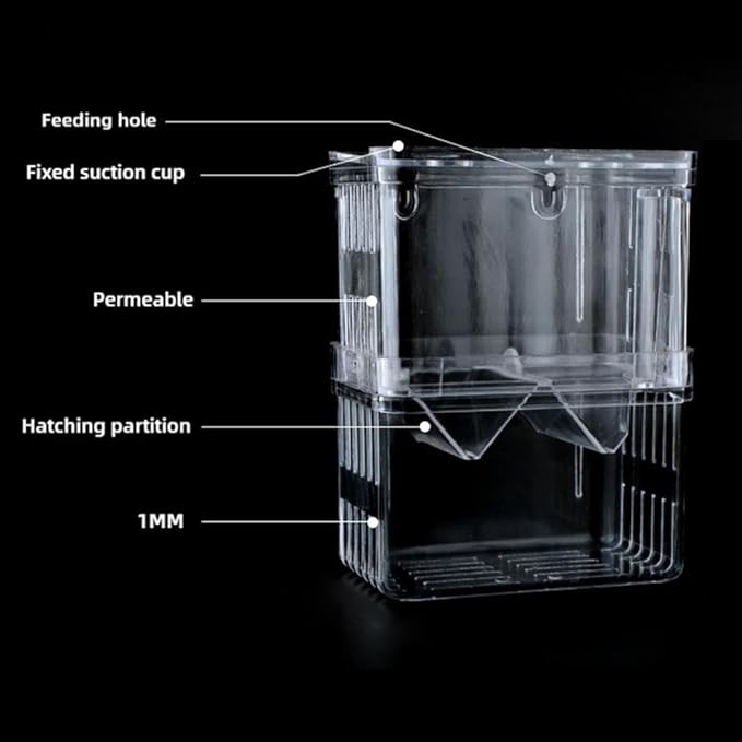 Generic Aquarium Fish Tank Hatchery Incubator Breeding Box, Transparent Fish Isolation Box Acclimation Hatchery, for Baby Fish Shrimp Clownfish Guppy (S)
