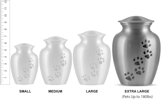 Pet Urn for Dogs and Cats with Personalized Laser Engraving, Ottillie Paws Premier Series Memorial Urns (X-Large Ruby Red with Horizontal Pewter Paws)