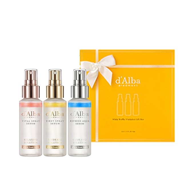 d'Alba Official White Truffle Spray Serum, 3 Solutions, Gift Set (1.76 fl oz (52 ml) x 3ea), Stocking Stuffers, Vegan Skin Care, Glow Serum for Radiant Skin, All In One Mist, Korean Skin Care