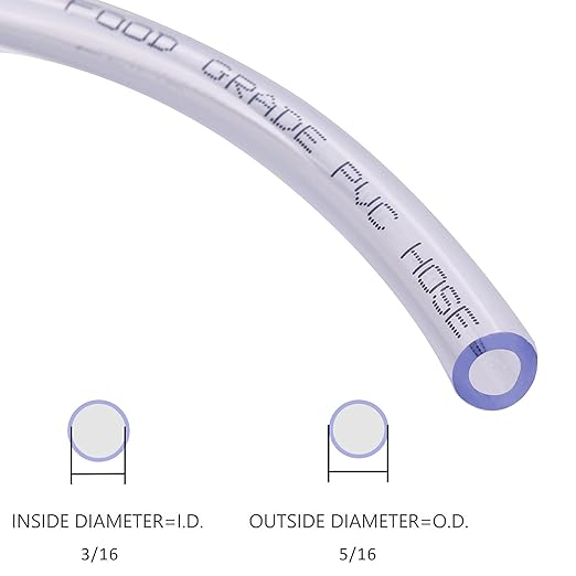 DERNORD PVC Tubing 3/16"ID X 5/16"OD Flexible Clear Vinyl Hose 50 Feet for Food Grade