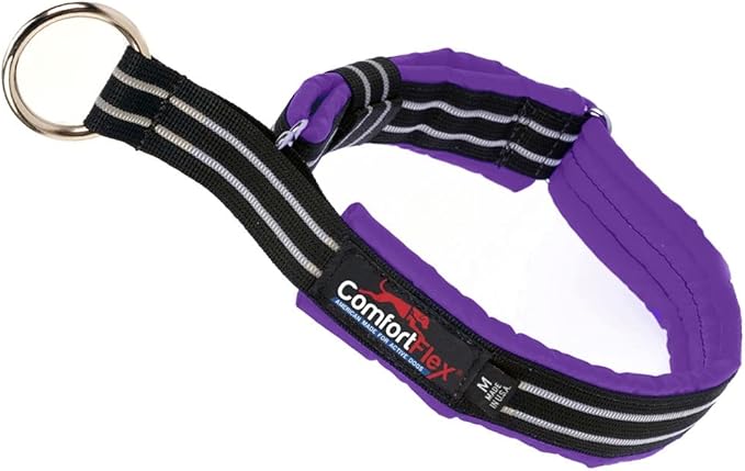 ComfortFlex Premium Padded Martingale Dog Collar – Reflective Waterproof Slip-On Limited Slip Collar for Gentle Control & Escape Prevention - Small, Purple