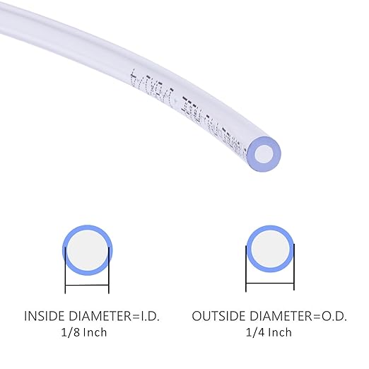 DERNORD PVC Tubing 1/8"ID X 1/4"OD Flexible Clear Vinyl Hose 10 Feet for Food Grade