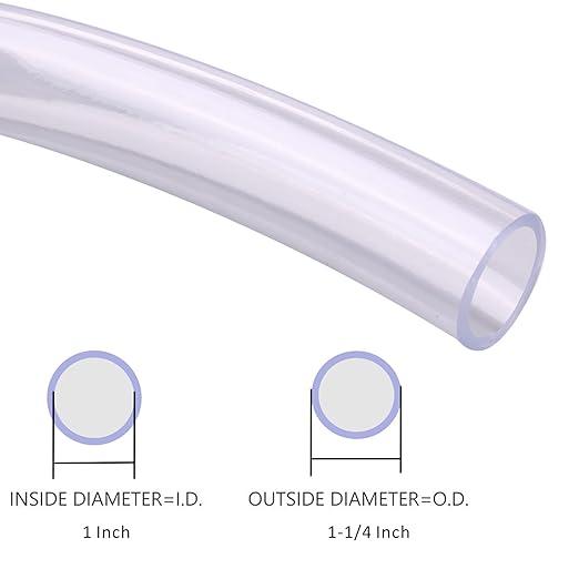 DERNORD PVC Tubing 1"ID X 1 1/4"OD Flexible Clear Vinyl Hose 25 Feet for Food Grade