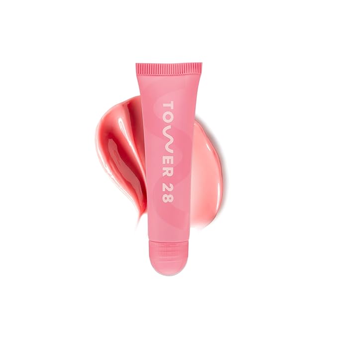 Tower 28 LipSoftie Tinted Lip Balm Treatment - Hydrating Glossy Balm + Overnight Lip Mask with Jojoba Oil + Shea Butter - Sweet, Cushiony Formula for Smooth, Soft Lips - Watermelon Kiwi (0.38 oz)