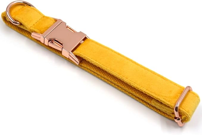 PETDURO Personalized Dog Collar Ginger Soft Velvet for Large Medium Small Boy Girl Dogs - Custom Collar with Name Phone Number Engraved on Rose Gold Metal Buckle - Add Leash Bow Set via Customize Now