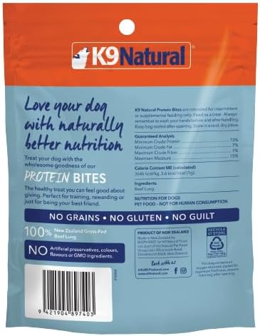 K9 Natural, Freeze-Dried Single Ingredient Dog Treats, High-Value, Low-Calorie Protein Bites for Active Dogs, Healthy Dog Training Treats, Grain-Free Reward, Lamb & Organs 1.76oz and Beef Lung 2.1oz