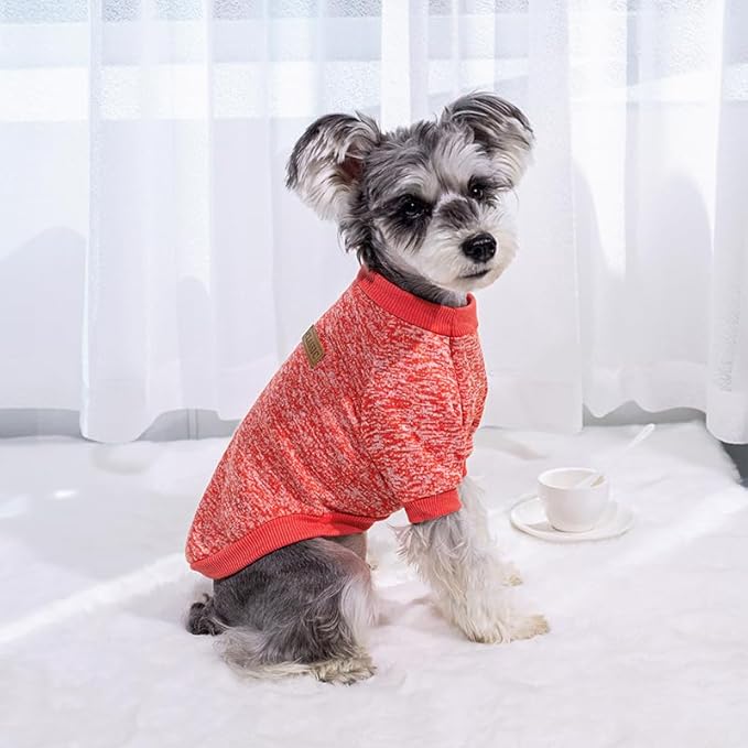 2 Pack Dog Sweaters for Small Dogs - Warm Winter Puppy Sweaters Cute Soft Dog Clothes Outfit Pet Costume for Boy Girl Doggie, Cat, Bulldog Pug Yorkie Kitten Chihuahua (Red, Pink, Small)