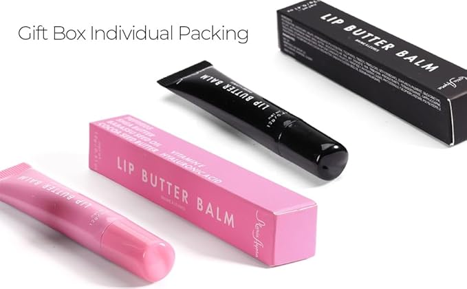 Deep Hydrating Lip Butter Balm - Hydrating Lip Treatment with Glossy Finish, Shea Butter, Vitamin E, Peptides & Hyaluronic Acid - Vegan, Non-Sticky, Lip Care - 4 Pack(4 COLORS-Unscented)