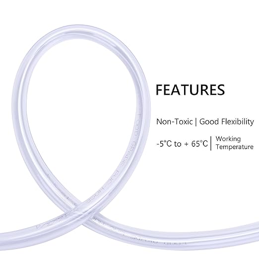 DERNORD PVC Tubing 9/16"ID X 3/4"OD Flexible Clear Vinyl Hose 50 Feet for Food Grade