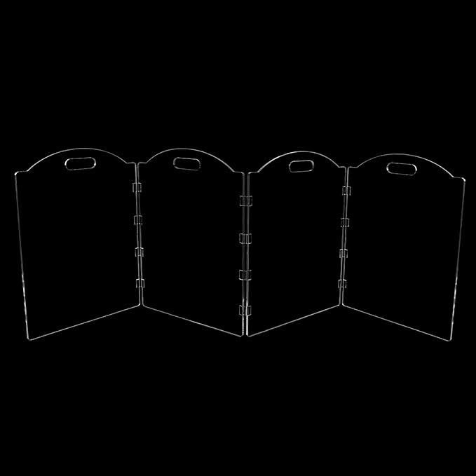 Clear Acrylic Freestanding Dog Gates for The House – Folding 4-Panel Pet Gates for Doorways, Stairs, and Rooms, Transparent Indoor Barrier for Dogs, Puppies, and Cats