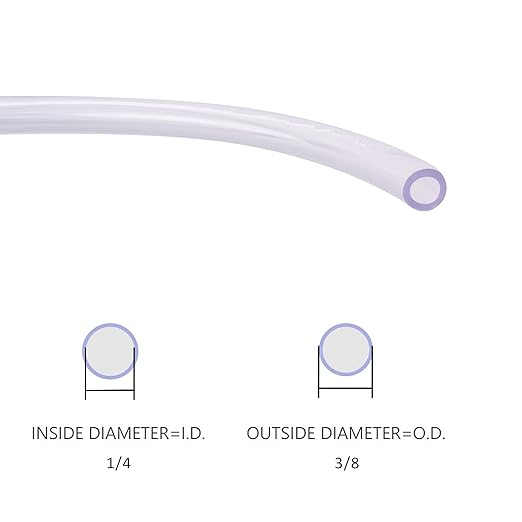 DERNORD PVC Tubing 1/4"ID X 3/8"OD Flexible Clear Vinyl Hose 50 Feet for Food Grade