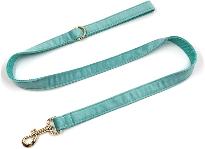 PETDURO Personalized Dog Collar Mint Green Soft Velvet for Large Medium Small Boy Girl Dogs - Custom Collar with Name Phone Number Engraved on Gold Metal Buckle - Add Leash Bow Set via Customize Now