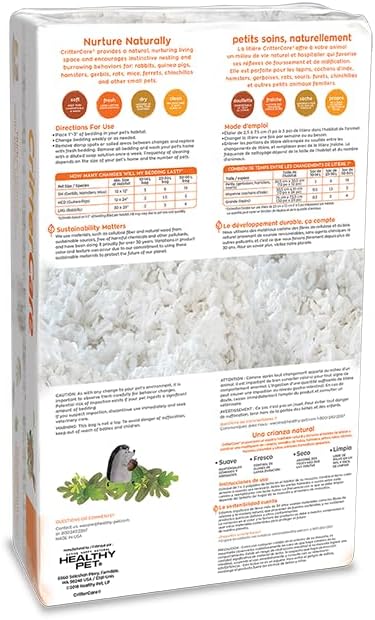 CritterCare Natural Snowflake Paper Small Pet Animal Bedding - Odor Control, Unscented, 99% Dust Free, Super Absorbent, White, 23L, Great for Rabbits, Guinea Pigs, Hamsters, Gerbils, Mice, Rats