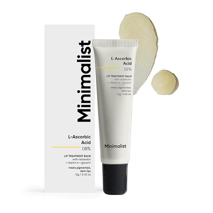 Minimalist Lip Balm for Moisturizing, Softening & Brightening Lips | L-Ascorbic Acid 8% with Vitamin E, Radianskin & Glycerine | For Women & Men | 0.42 Oz / 12 gm