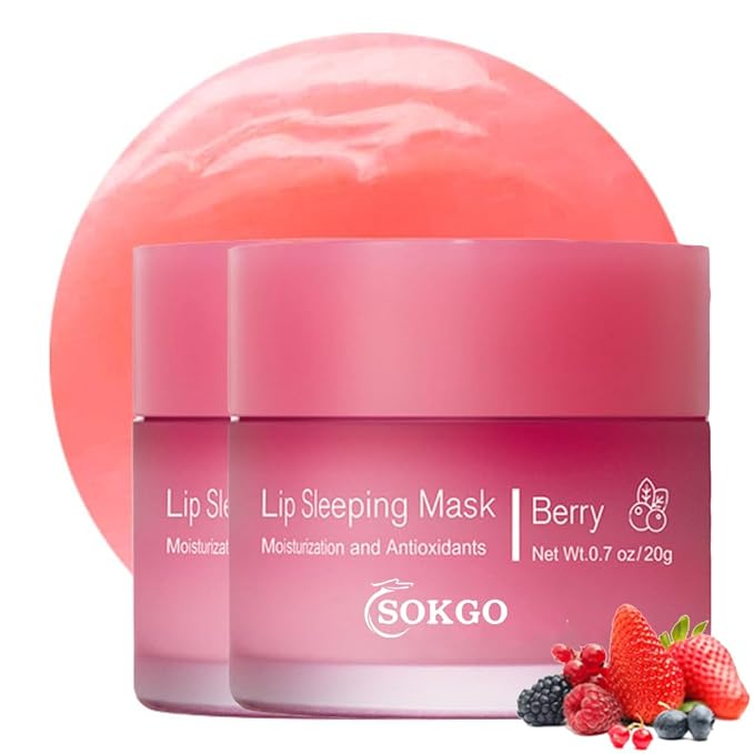 Sleeping lip mask, Nourish & Hydrate Lip Mask With Vitamin C, Antioxidants, Lip Balm, Lip Skin Care, Improve Lip Color, Reduce Lip Lines (2PCS Berry)