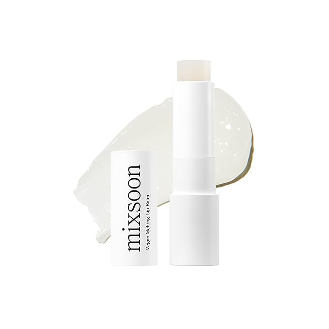 mixsoon Vegan Melting Lip Balm (Clear) - Shea Butter Moisturizing and Softening Chapped Lips Care,Transparent Finish for Smooth Hydrated Lips 4.1g / 0.13 fl. oz. Korean Glass Skin Care