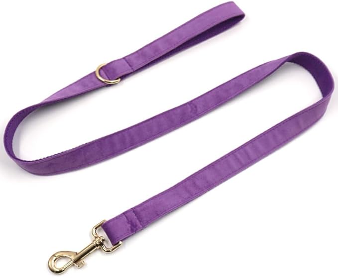 PETDURO Personalized Dog Collar Purple Soft Velvet for Large Medium Small Girl Dogs - Custom Collar with Name Phone Number Engraved on Gold Metal Buckle - Add Matching Leash Bow Set via Customize Now