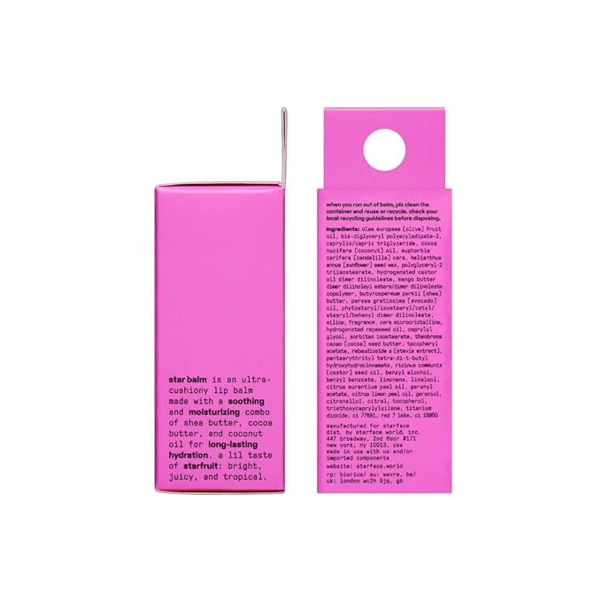 Starface Star Balm Starfruit, Hydrating Lip Moisturizer with Shea Butter, Cocoa Butter, and Coconut Oil, Juicy Starfruit Flavor, (0.15 oz)