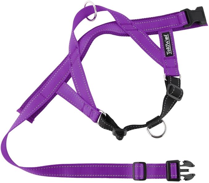 No Pull Dog Harness with Handle, Rear & Front Clip, Adjustable, Easy On/Off, Reflective, Lightweight & Mesh Padded, No Choke. for Small, Medium and Large Dogs(Purple-Black,Medium)