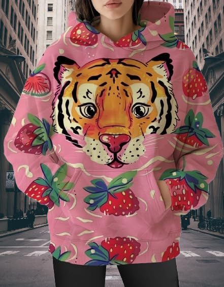 Womens Funny Cat Hoodies Oversized Graphic Hooded Sweatshirt for Women Fall Plus Size Pullover Hoodie Y2K