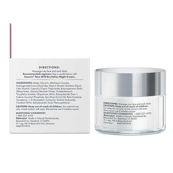 Eucerin Q10 Anti-Wrinkle Face Cream, Unscented Face Cream for Sensitive Skin, 1.7 Oz Jar