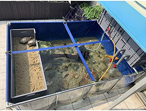 Large Outdoor Aquarium Pool Pond with Transparent Viewing Panel, Durable PVC Canvas, Sturdy Steel Frame, Easy Drain Valve - Perfect Fish Breeding Tank for Backyard