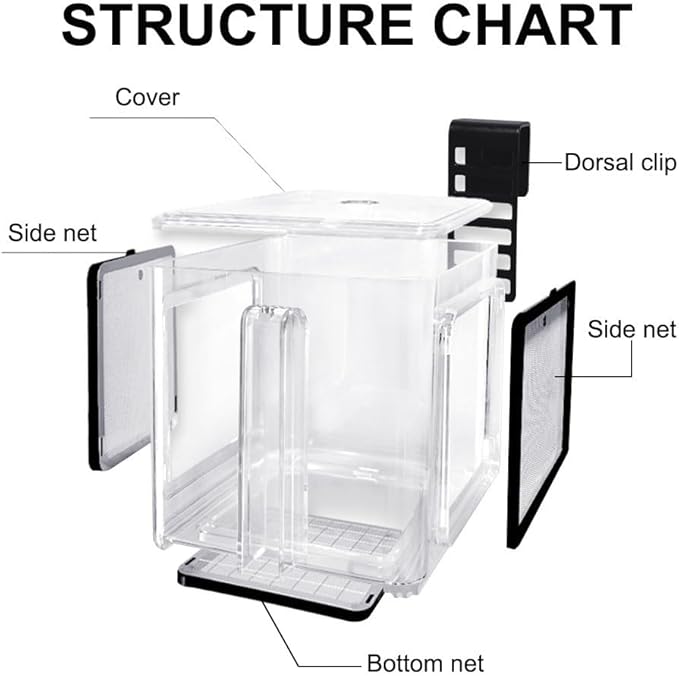 Fish Breeding Box, Acrylic Fish Isolation Box Hanging Aquarium Hatchery Tank for Freshwater Seawater Fish Tank Aquarium